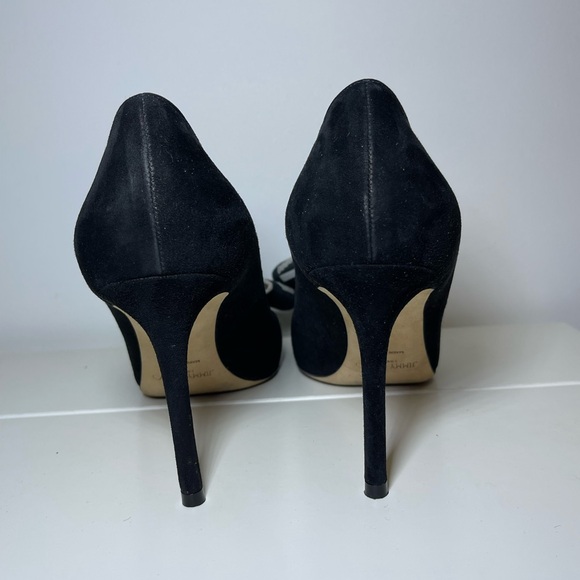 Jimmy Choo Tegan 100 Suede Logo Tape Pointed toe Heels EU 41 (11) - Picture 4 of 10